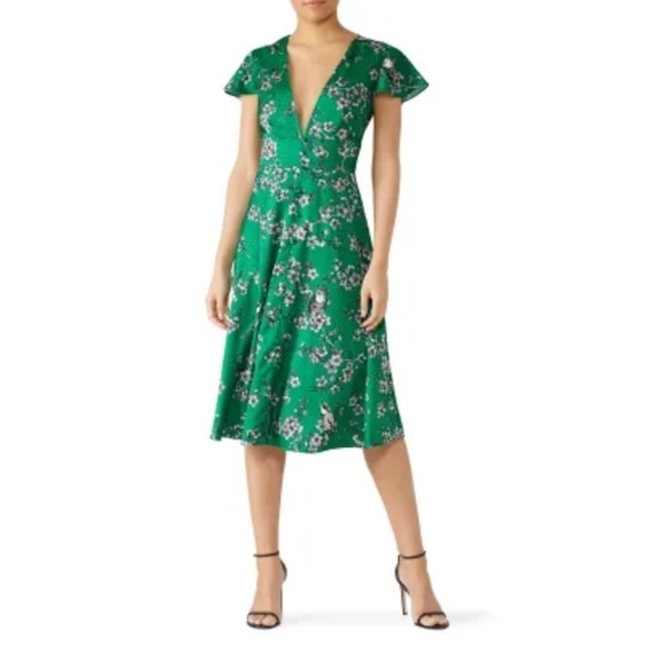 Hutch Green Wrap Tie Front Midi Dress - Picture 1 of 13
